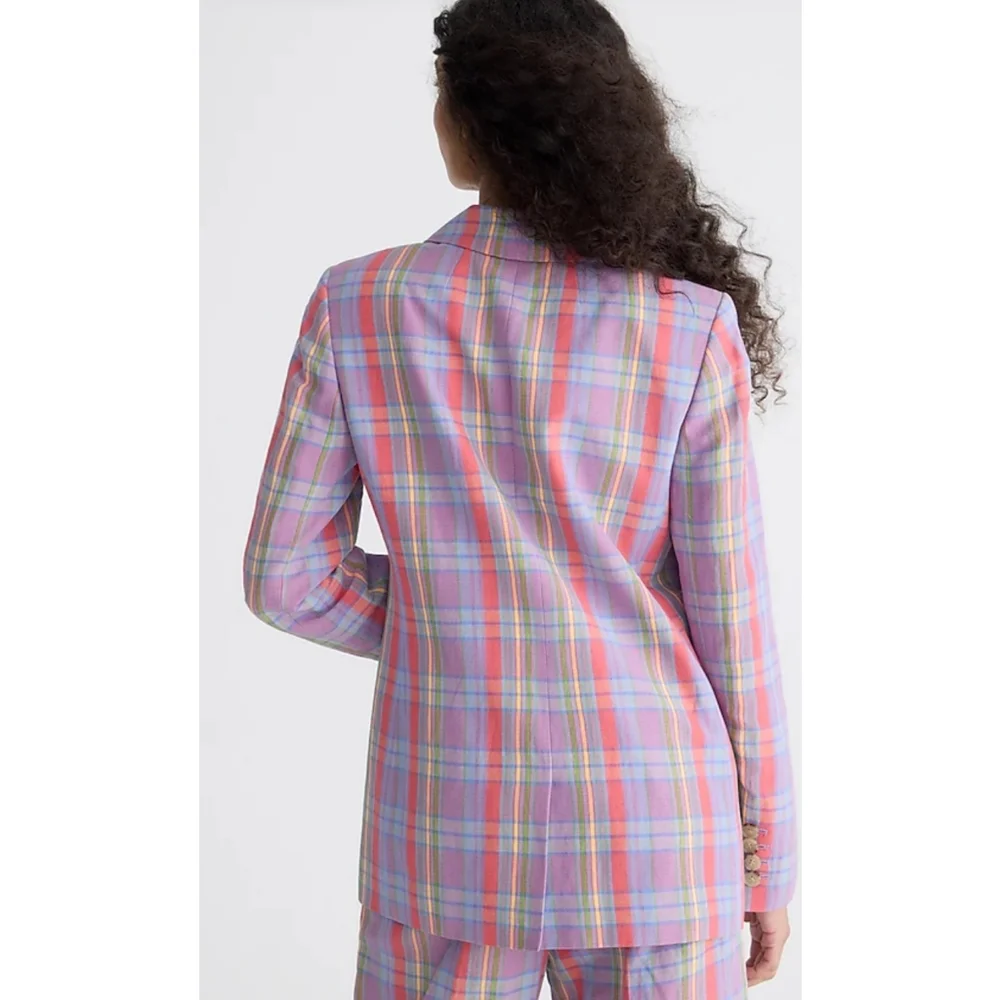 7. J.Crew Collection Willa Italian viscose-blend blazer in sunset plaid - Picture 3 of 11